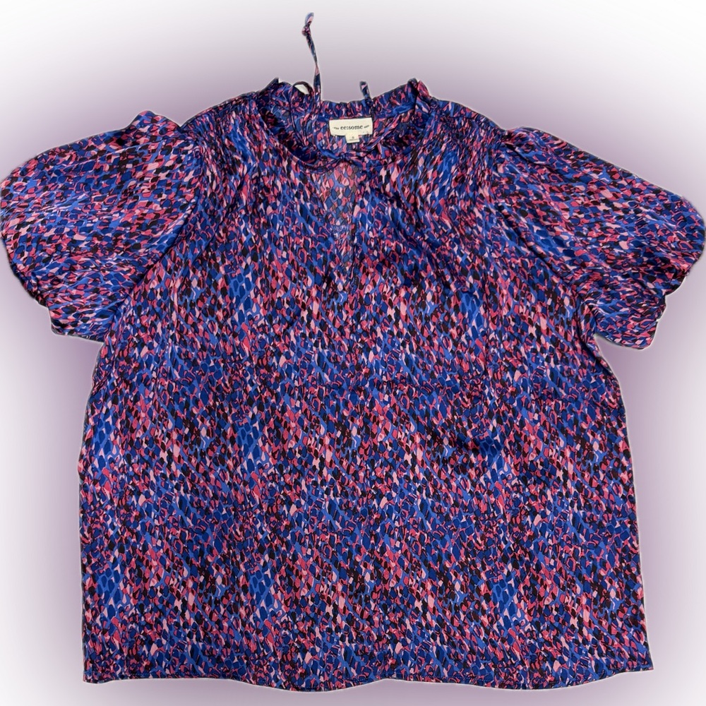 Eesome Vibrant Blue and Pink Blouse | Sz S